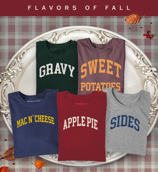 Flavors of fall. Shop 3 for $66 tees.