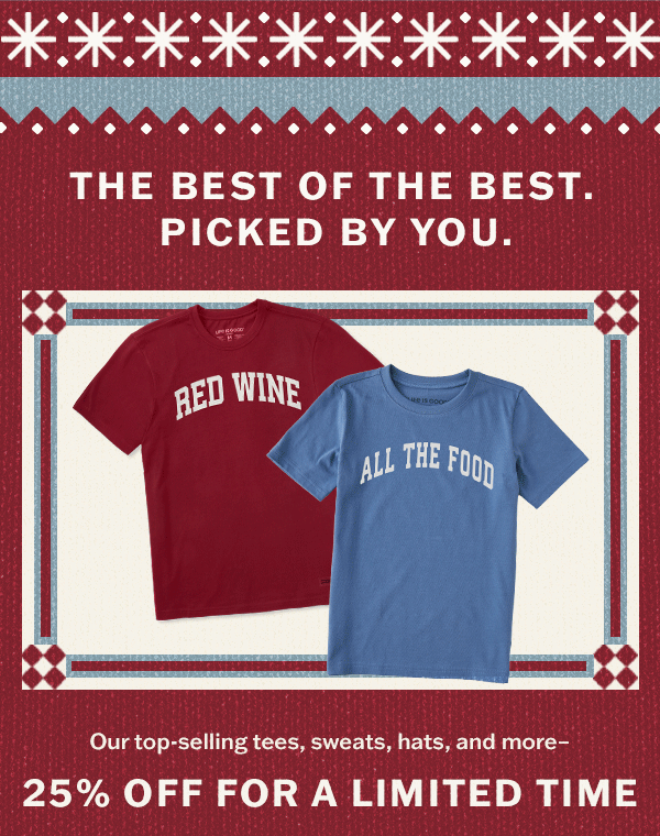 25% off the best of the best. Picked by you.