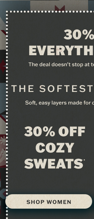 30% off cozy sweats for women.