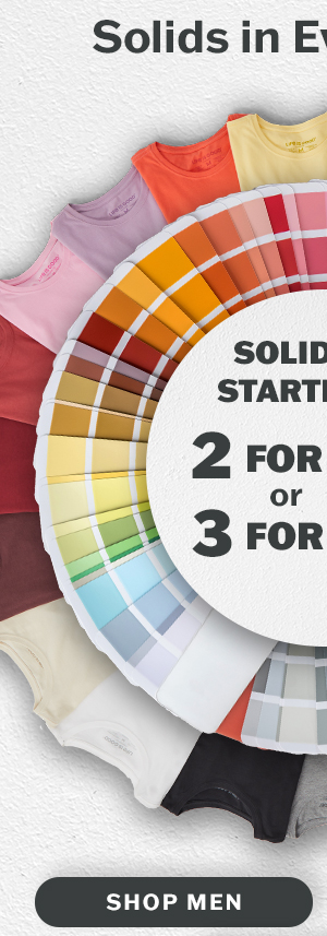 Men's solid tees in every shade.