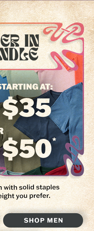 Better in a bundle. Men's solid tees starting at 2 for $35, 3 for $50.