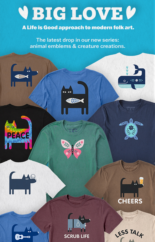 Big love. A Life is Good approach to modern folk art.