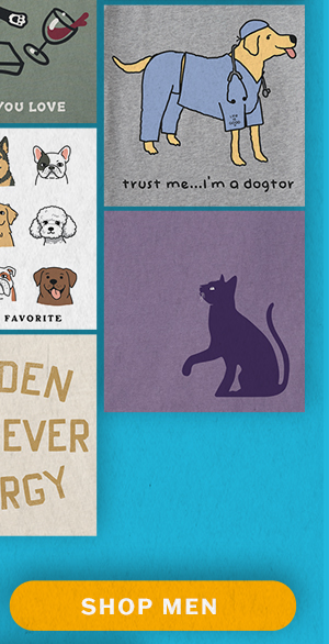 Tail-waggin' men's tees featuring our favorite furry friends.