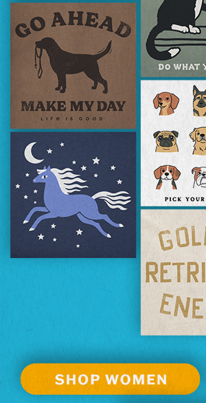 Tail-waggin' women's tees featuring our favorite furry friends.