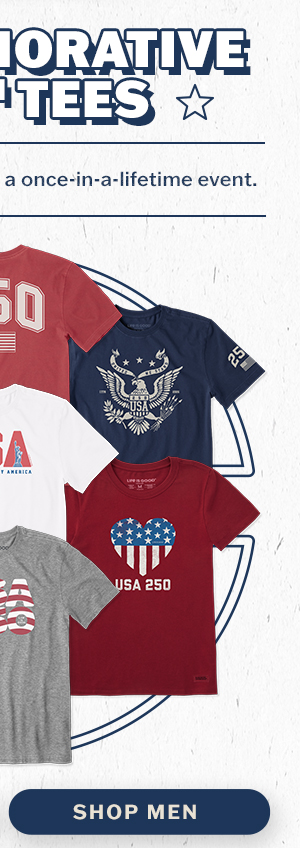 Commemorative 250th tees for men.