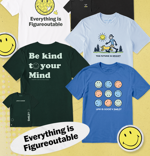 Men's Life is Good x Smiley® tees.