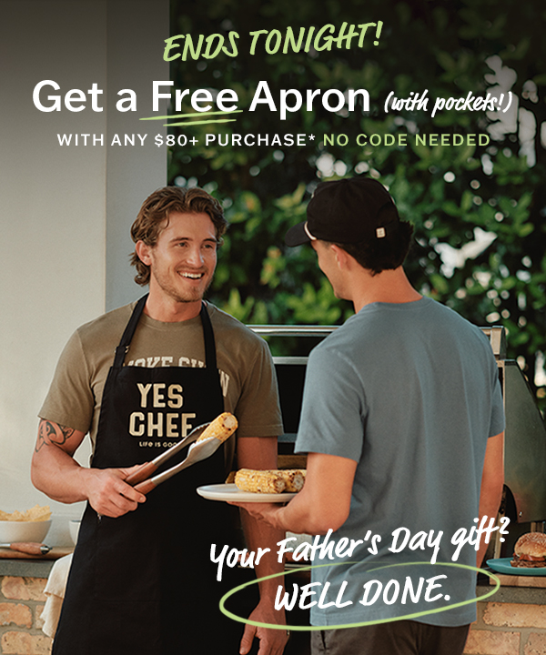 Ends tonight! Get a free grill apron with any $80+ purchase. No code needed.