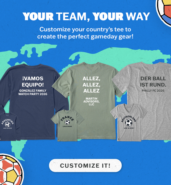Customize your country's tee to create the perfect gameday gear!