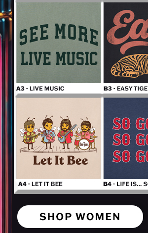 Turn up the tees. Shop women's music tees.