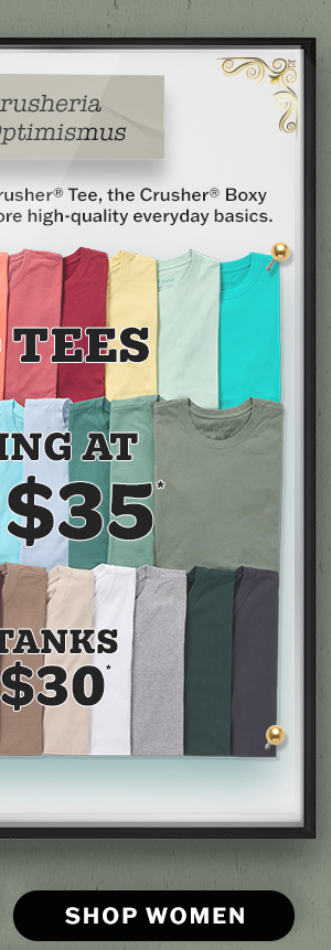 Women's solid tees starting at 2 for $35, tanks 2 for $30.