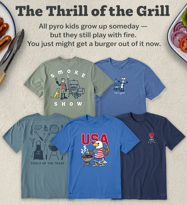The thrill of the grill. Shop BBQ and grilling tees.