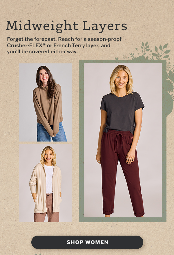 Shop midweight layers for women.