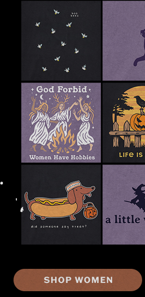 These frightfully fun women's tees were designed to get you into the spirit of the season.