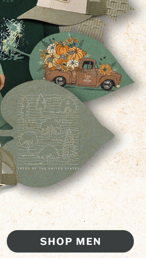 Serene and evergreen. Shop men.
