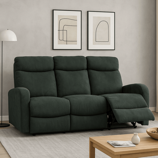 Verona 3 Seater Recliner Sofa - Black