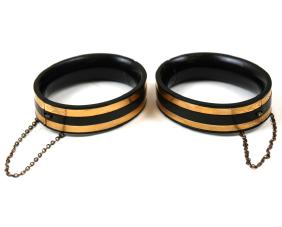 Pair of 14K Gold and Gutta Percha Victorian Bracelets