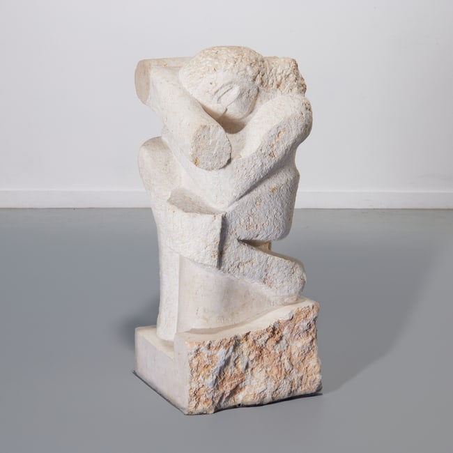 Irving Feld, large stone sculpture, 1987