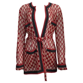 Gucci Macrame Open Front Mesh Belted Cardigan Jacket