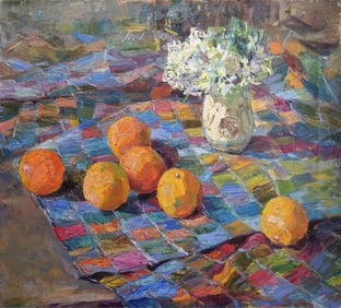 Dovgalevska Vira (Ukrainian artist), 'Still life of oranges', oil on canvas