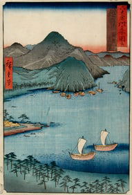 Utagawa Hiroshige (1797-1858): Pine Groves at Kehi, Turuga - Echizen Province