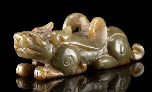 19th C. Chinese Qing Jade Mythological Carving