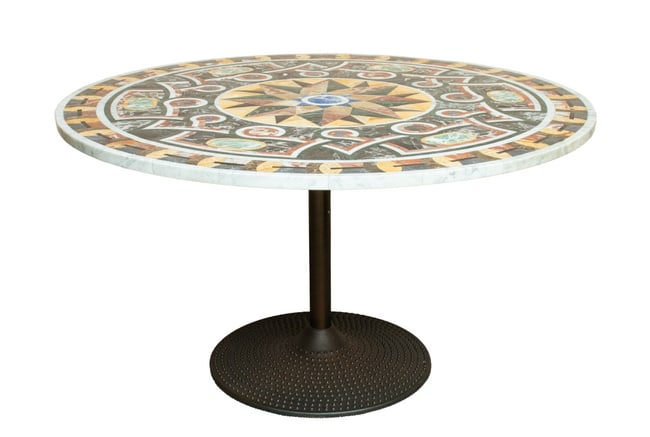 Pietra Dura Inlaid Top Round Dining Table