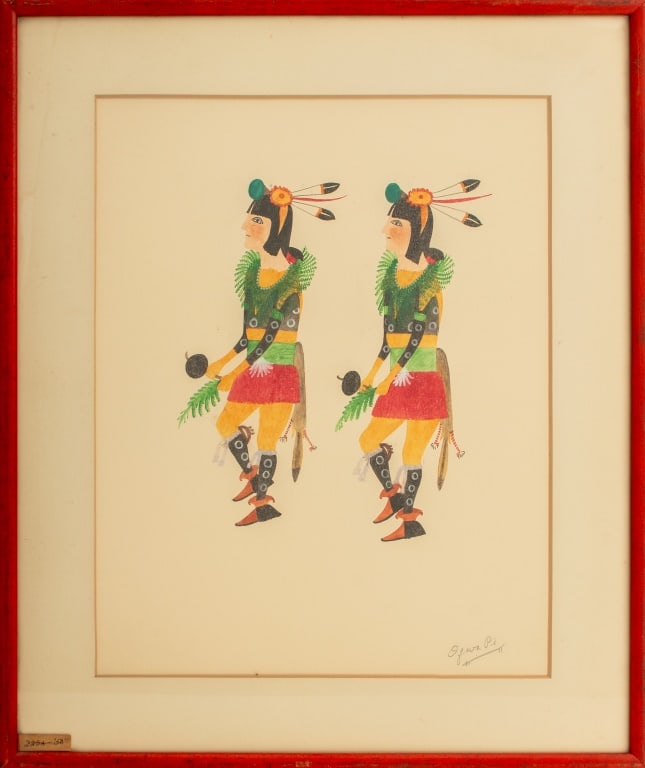 Oqua Pi Two Dancers Watercolor and Graphite