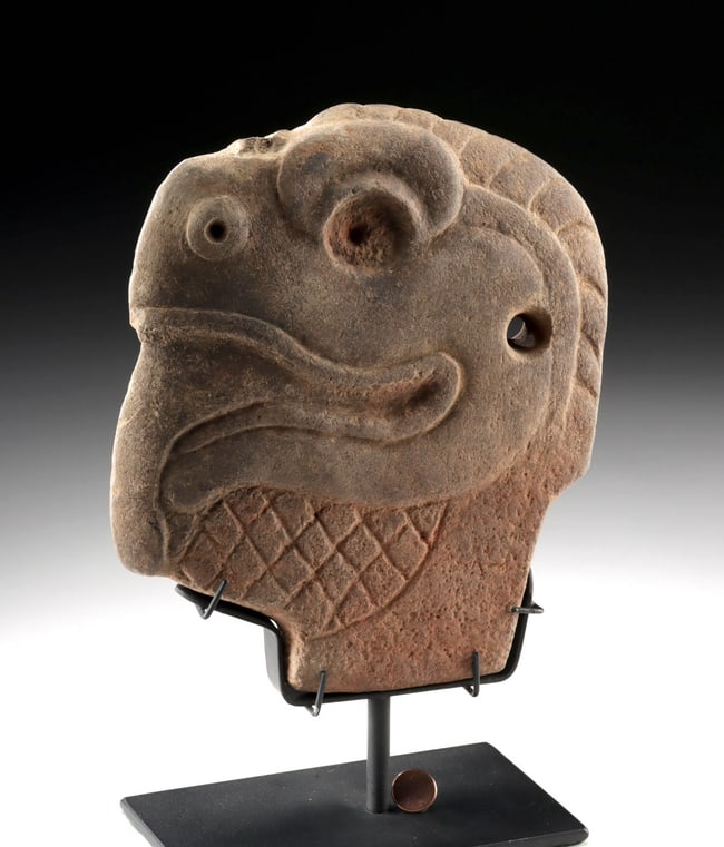 Maya Classic Period Stone Hacha Depicting Snake Head