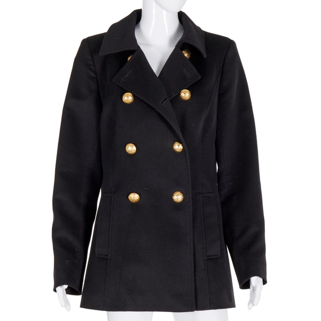 Loro Piana black cashmere pea coat