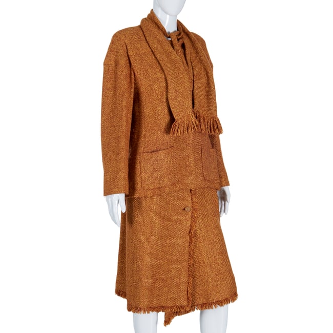 Chanel brown tweed 3-piece skirt suit