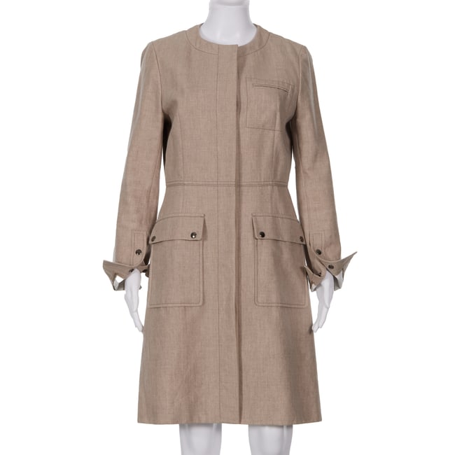 Chloe beige linen blend transition coat