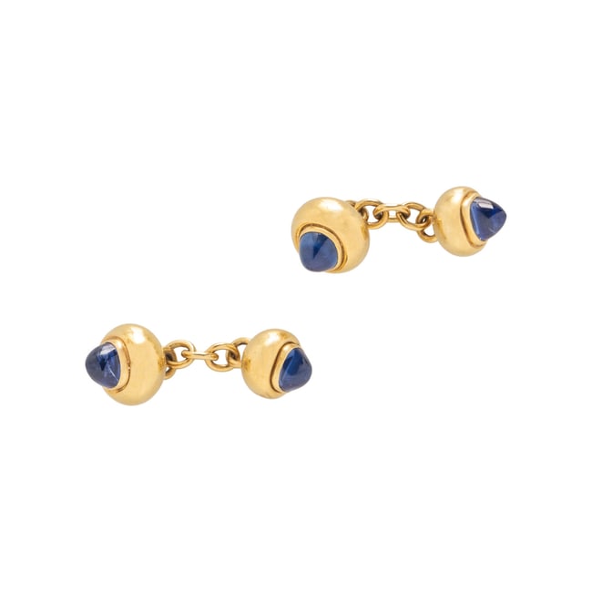 SAPPHIRE AND YELLOW GOLD CUFFLINKS