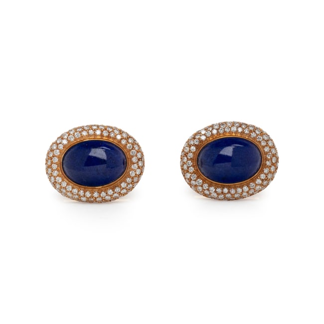 LAPIS LAZULI AND DIAMOND CUFFLINKS