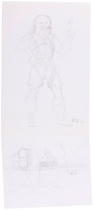 G.I. JOE ORIGINAL ART PRELIMINARY PENCIL DRAWING LOT BY DAVE DORMAN.