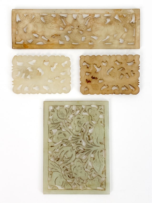 (4) CHINESE CARVED JADE PLAQUES