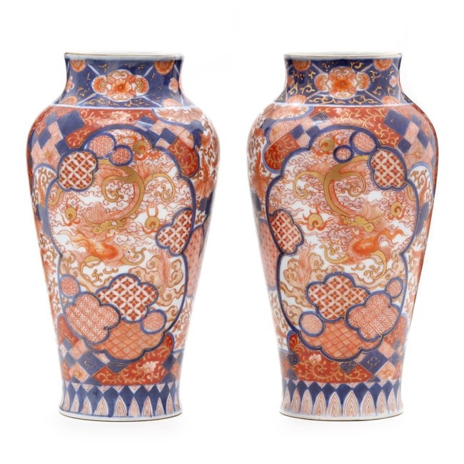 A Pair of Japanese Imari Porcelain Vases by Koransha