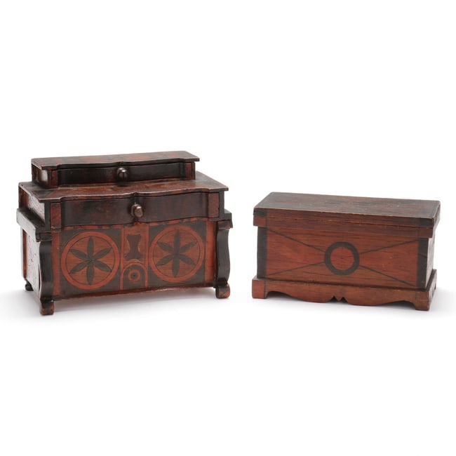 George Faust (Pennsylvania, 19th Century), Paint Decorated Miniature Chest and Blanket Chest