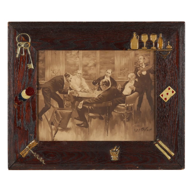 William Frederick Foster (American, 1883-1953), Framed Print of Card Players in a Vintage Frame