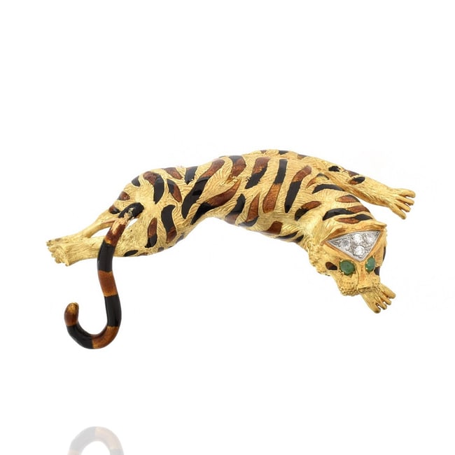 18K Tiger Brooch