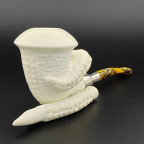 Octopus Tentacle Calabash Silver Spigot Meerschaum Pipe With Tamper