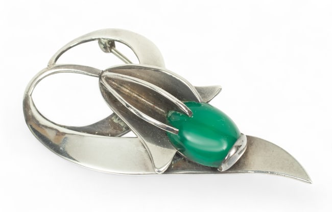 Georg Jensen (USA) Sterling Silver Modernist Brooch, Designed by Joan Polsdorfer, Ca. 1940, L 2.2