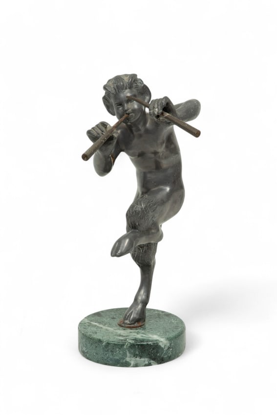 Pewter Sculpture, Pan with Flute, H 8.5