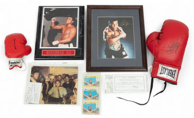 Grouping of Autographed Boxing Memorabilia, Ali, Tyson, Holyfield