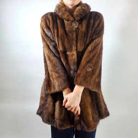 Brown Mink Coat with Hood