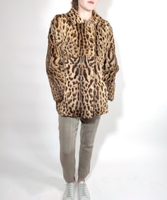 Real Brown & Black Leo Print Fur Jacket