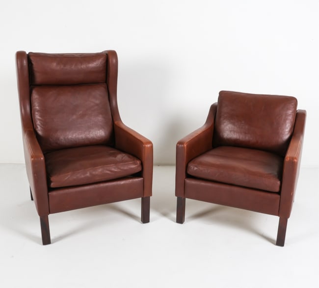 MOGENSEN STYLE DANISH LEATHER CHAIRS C.1970'S