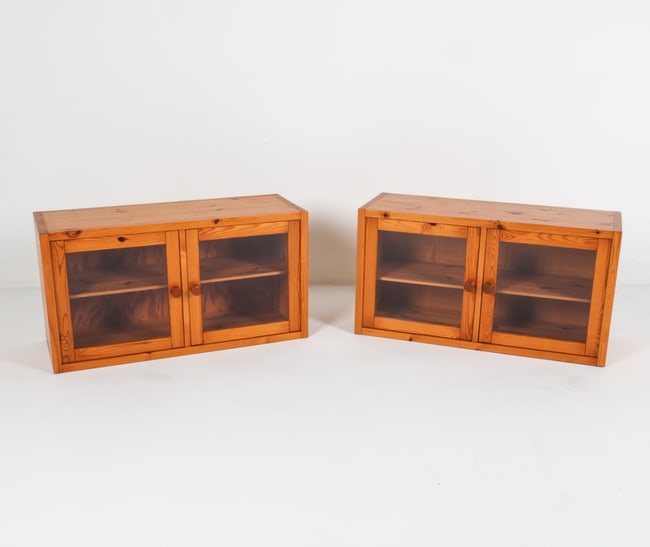 PAIR OF SWEDISH PINE & GLASS BOOKCASES C.1970'S