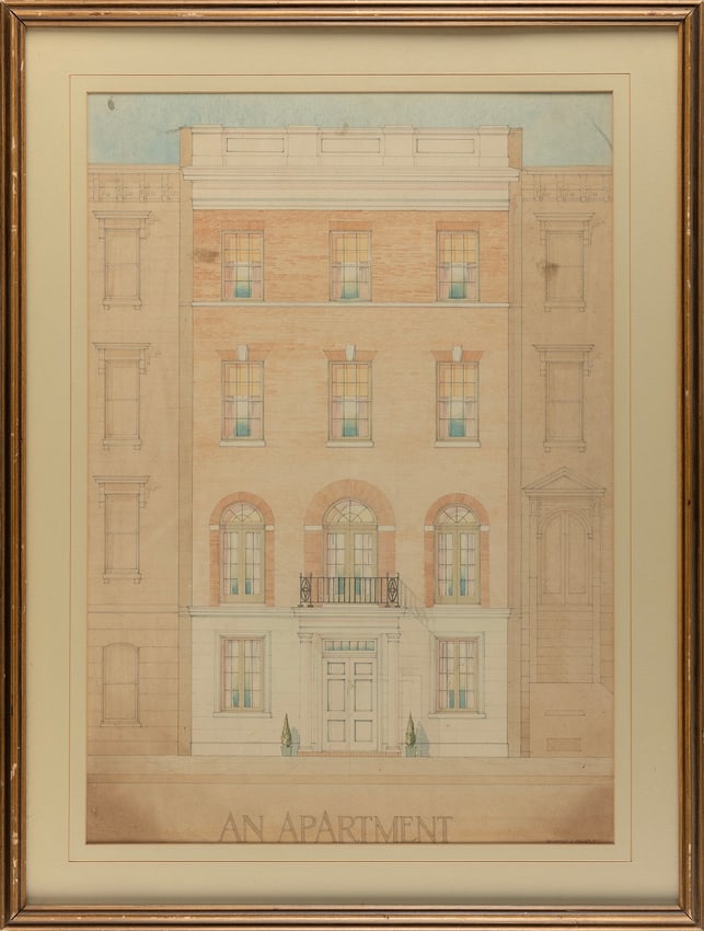 HERBERT J. BRADLEY (America, Early 20th Century), Architectural drawing for an apartment building.,