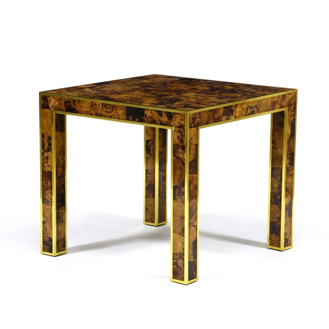 Modern History, Faux Tortoise Shell and Brass Parsons Table