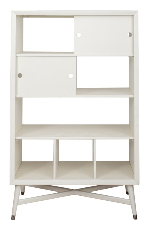 Mid-Century Modern Style White Lacquered Bookcase